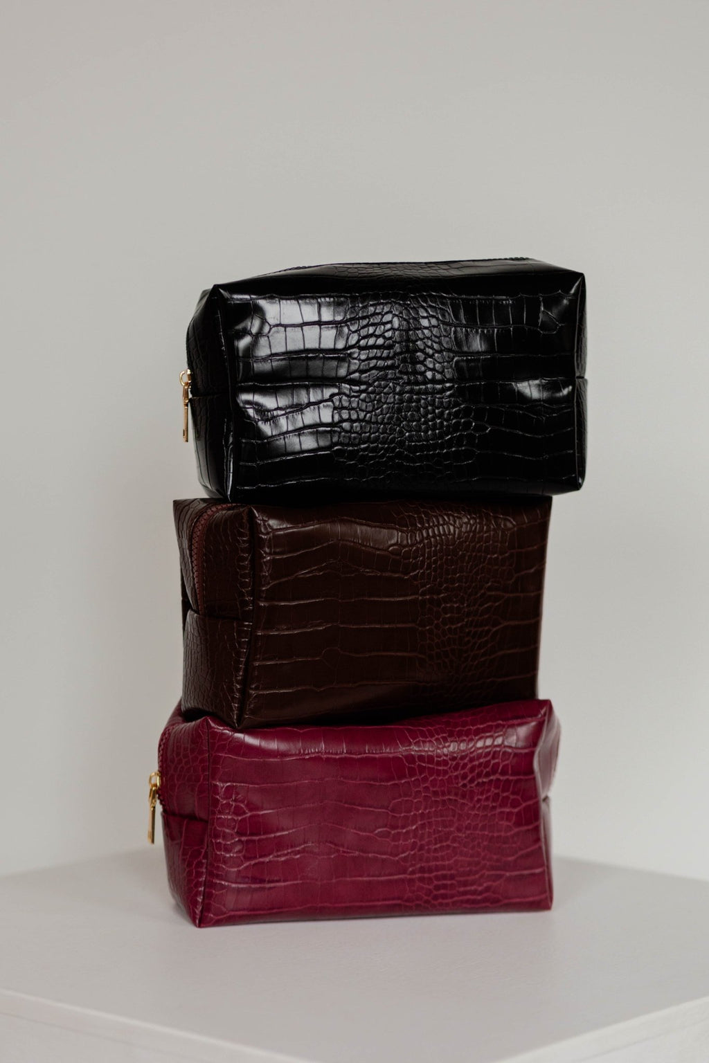 Croc Leather Makeup Bag (Large)