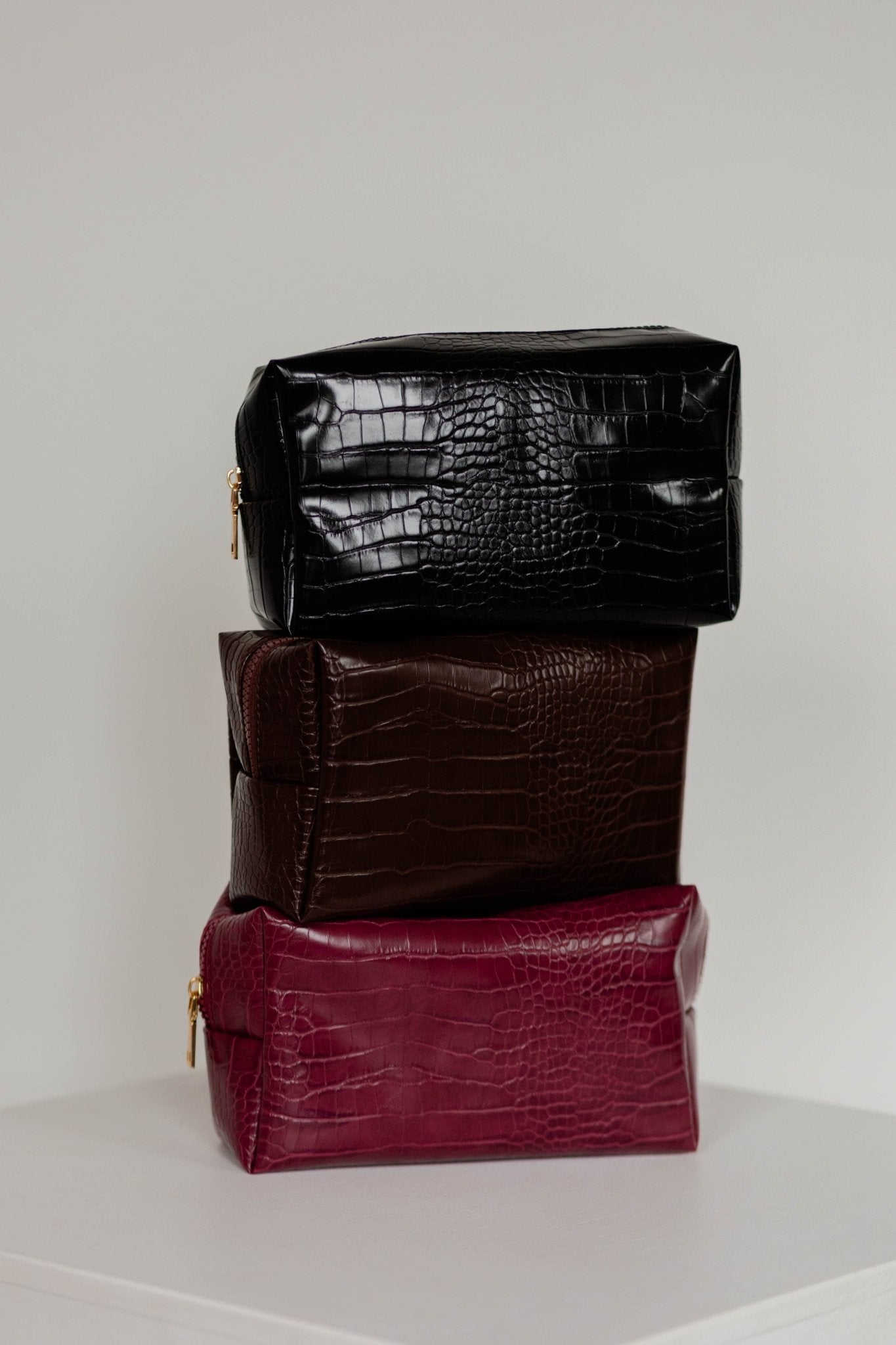 Croc Leather Makeup Bag (Large)