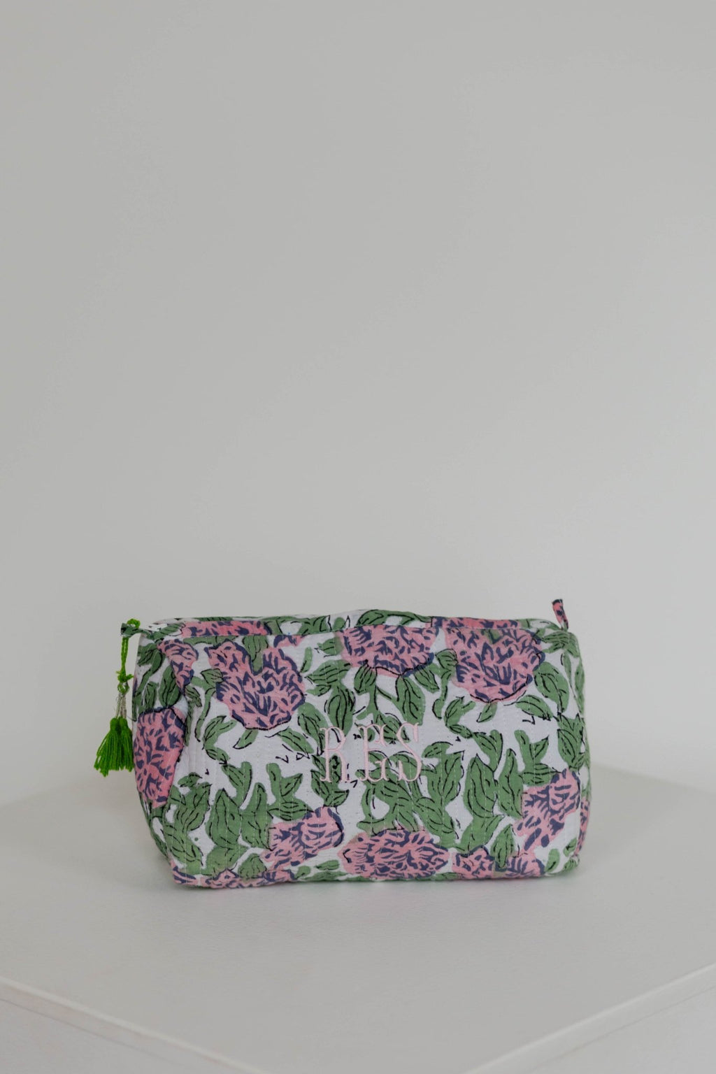 Quilted Block Print Makeup Bag