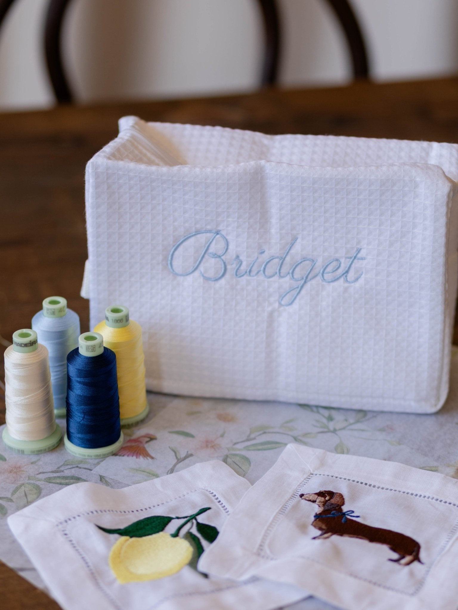 White Cotton Waffle Makeup Bag (Large)
